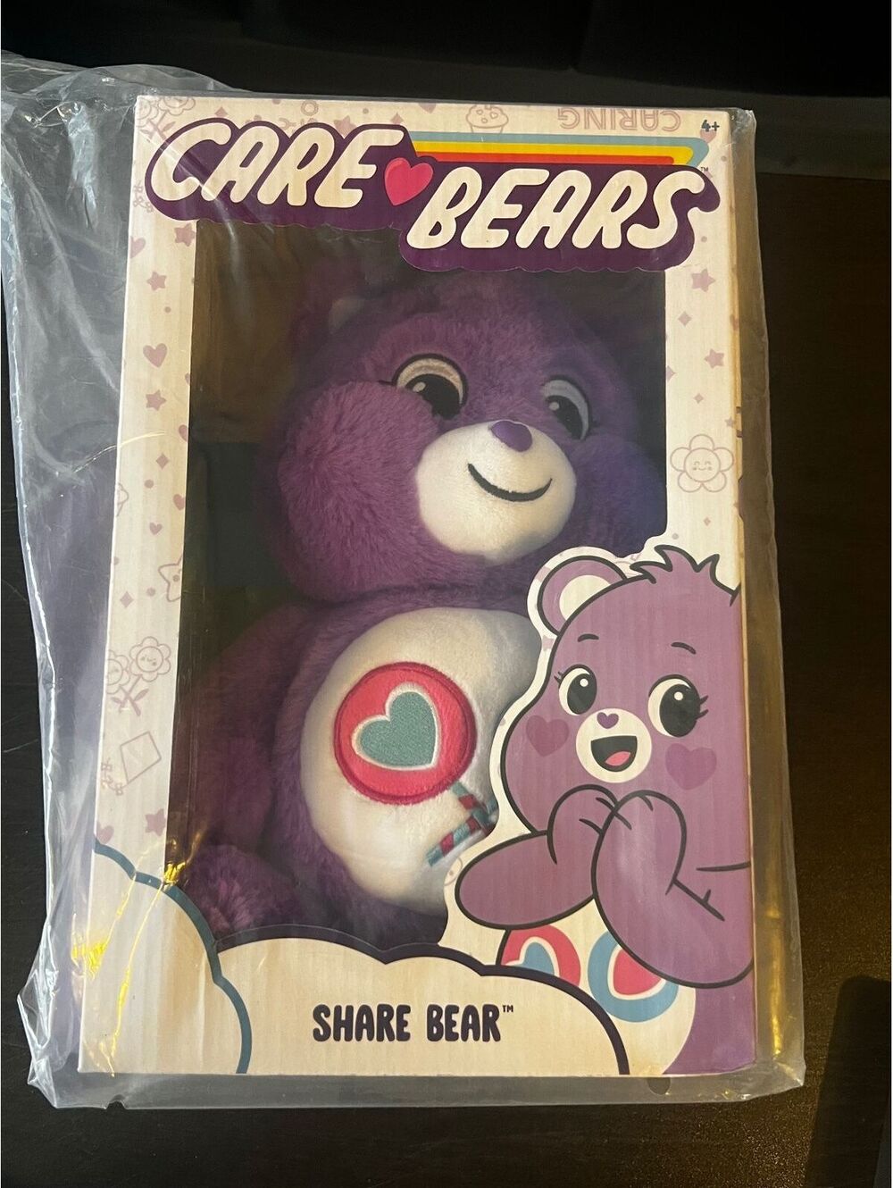 Care Bears Share Bear 14" Purple Plush New in Box NIB Collector Toy